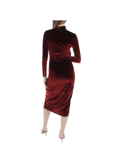 RACHEL RACHEL ROY Womens Red Long Sleeve Surplice Neckline Below The Knee Cocktail Faux Wrap Dress XXL
