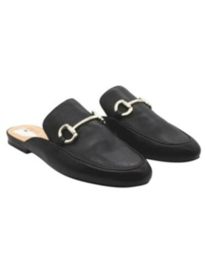 INC Womens Black Buckle Hardware Detail Cushioned Comfort Gilia Round Toe Block Heel Slip On Leather Mules 6 M