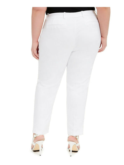 CALVIN KLEIN Womens White Zippered Evening Skinny Pants Plus 16W