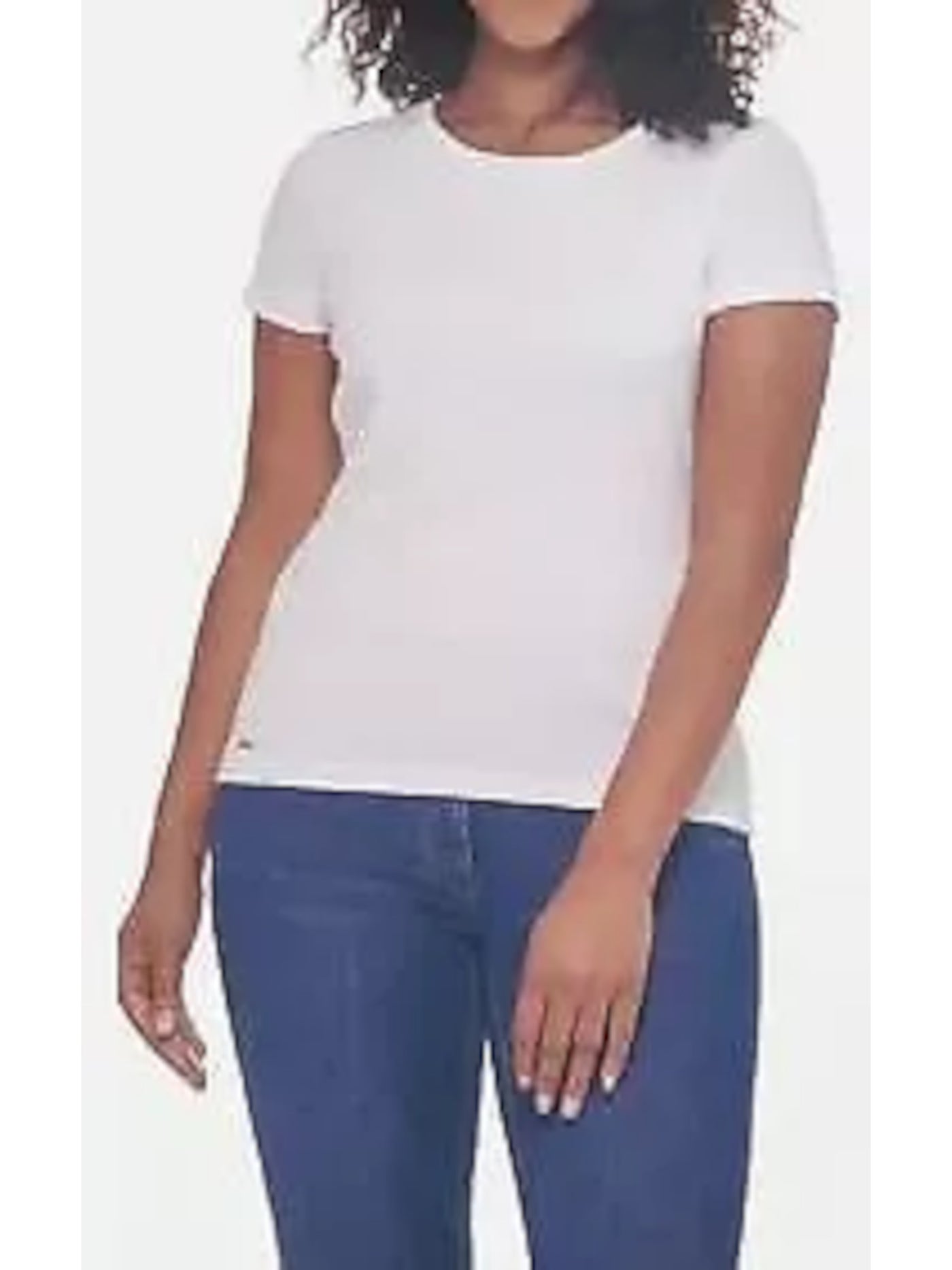 DKNY Womens White Short Sleeve Jewel Neck T-Shirt S