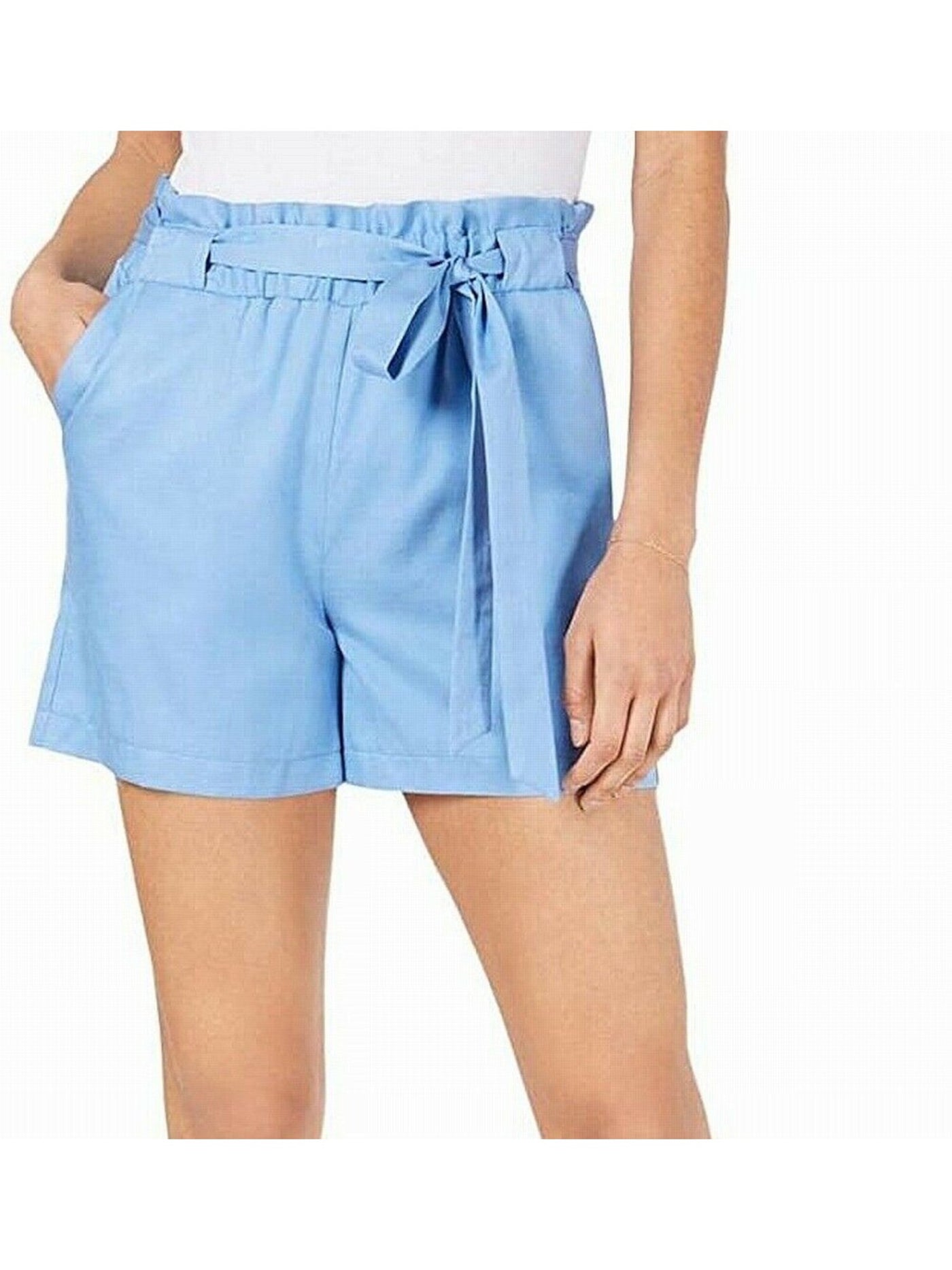 MAISON JULES Womens Light Blue Belted Shorts M