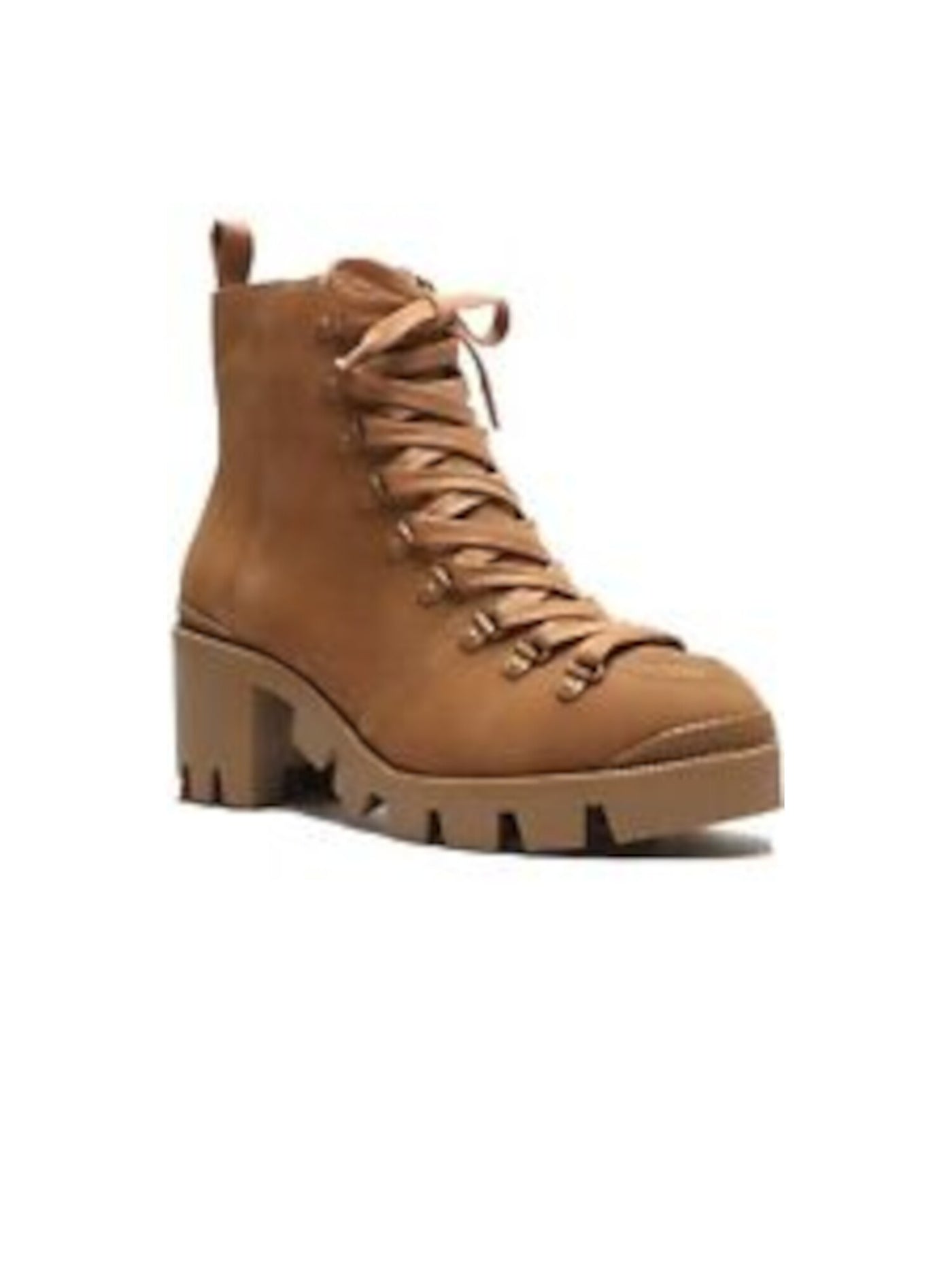 SCHUTZ Womens Hazel Brown Lace Up 1" Platform Lug Sole Xayane Round Toe Block Heel Zip-Up Leather Booties 5.5 B