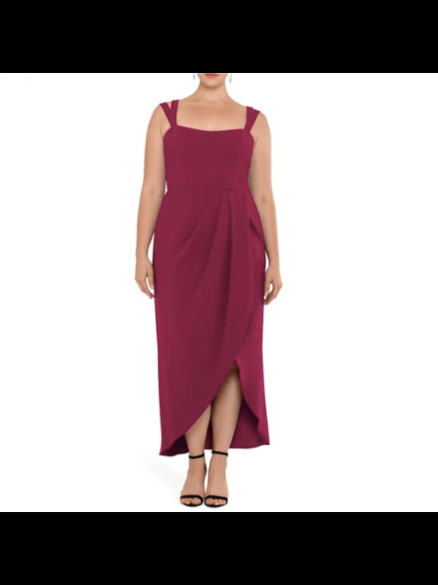 XSCAPE Womens Purple Slitted Sleeveless Scoop Neck Maxi Evening Sheath Dress 4