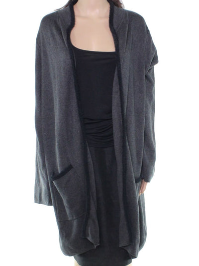 ALFANI Womens Pocketed Eyelash Trim Long Sleeve Open Cardigan Sweater