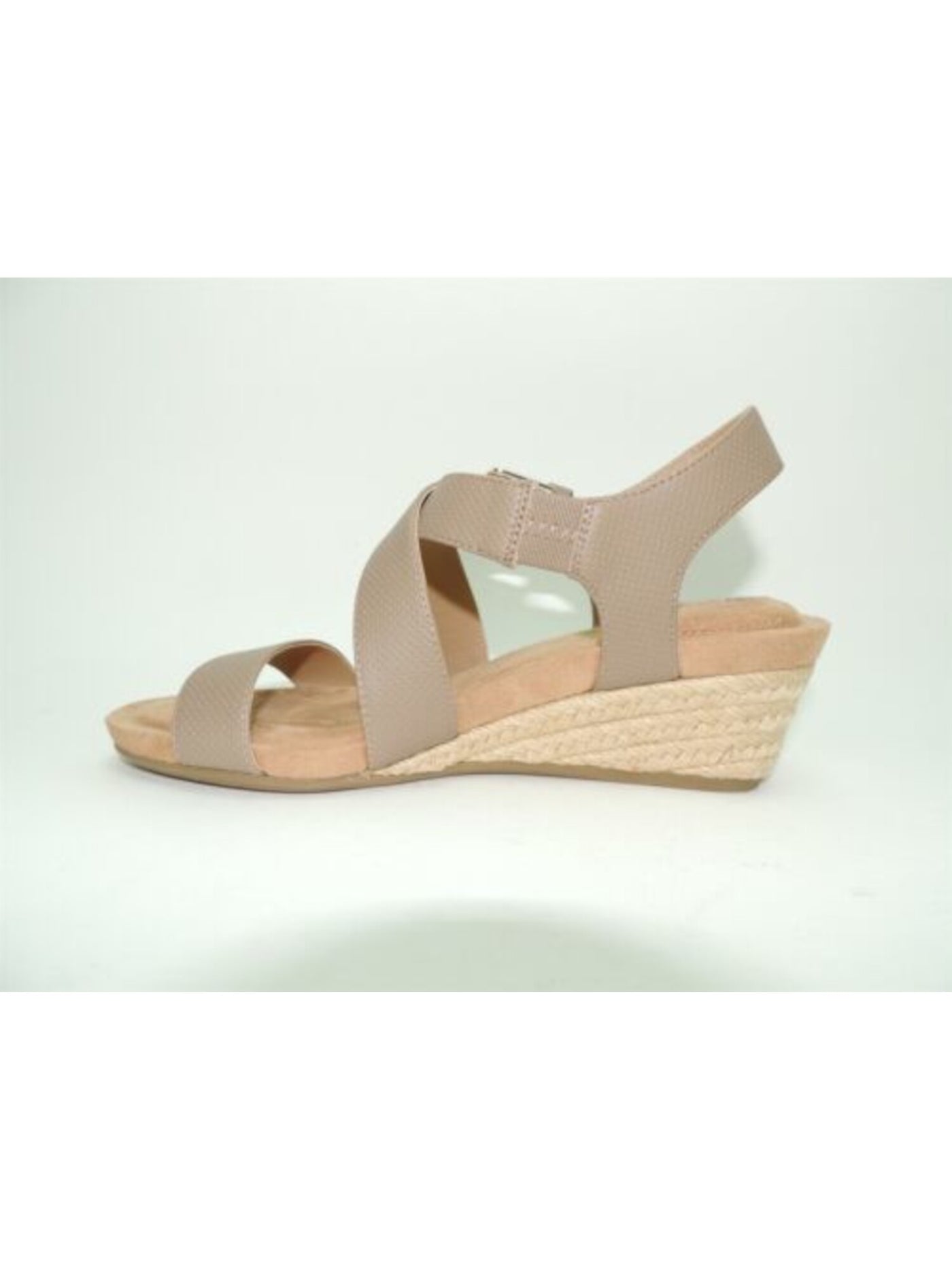 GIANI BERNINI Womens Beige Woven Stretch Memory Foam Crisscross Straps Jute Adjustable Cushioned Blythee Round Toe Wedge Buckle Slingback Sandal 6 M