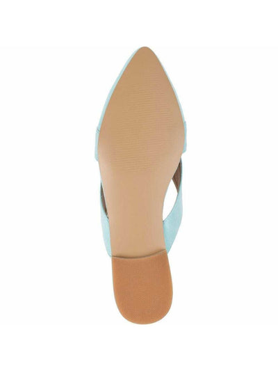 JOURNEE COLLECTION Womens Green Almond Toe Stacked Heel Slip On Dress Mules