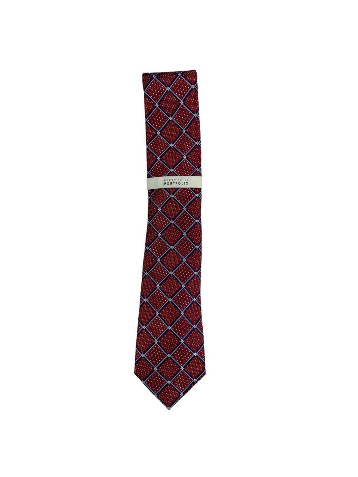 PERRY ELLIS Mens Navy Neat Tile Textured Classic Neck Tie