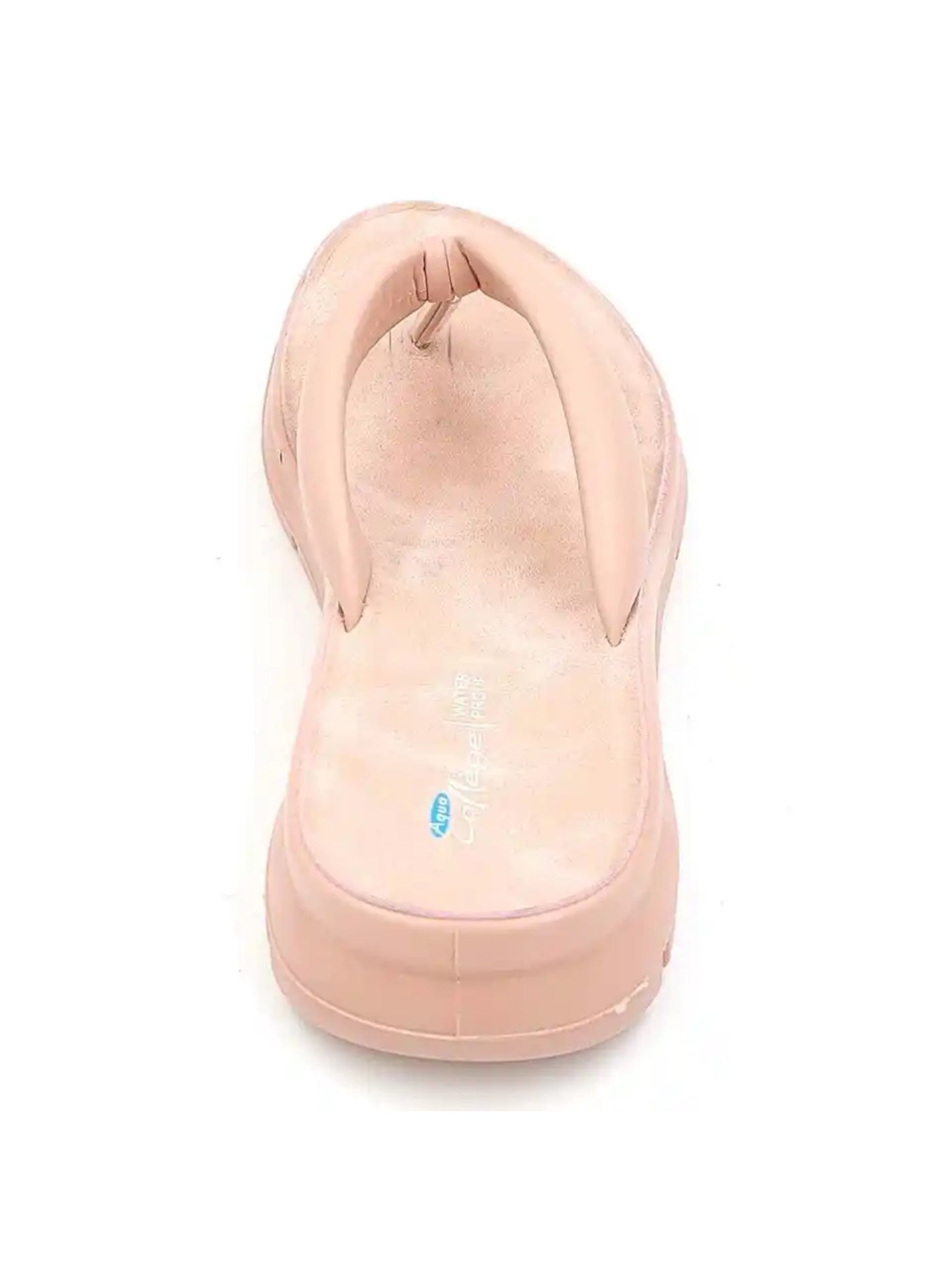 AQUA COLLEGE Womens Pink Cushioned Amanda Round Toe Wedge Slip On Thong Sandals Shoes 9