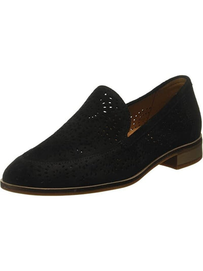 COLLECTION BY CLARKS Womens Black Perforated Cushioned Trish Calla Round Toe Block Heel Slip On Leather Loafers Shoes 9 M