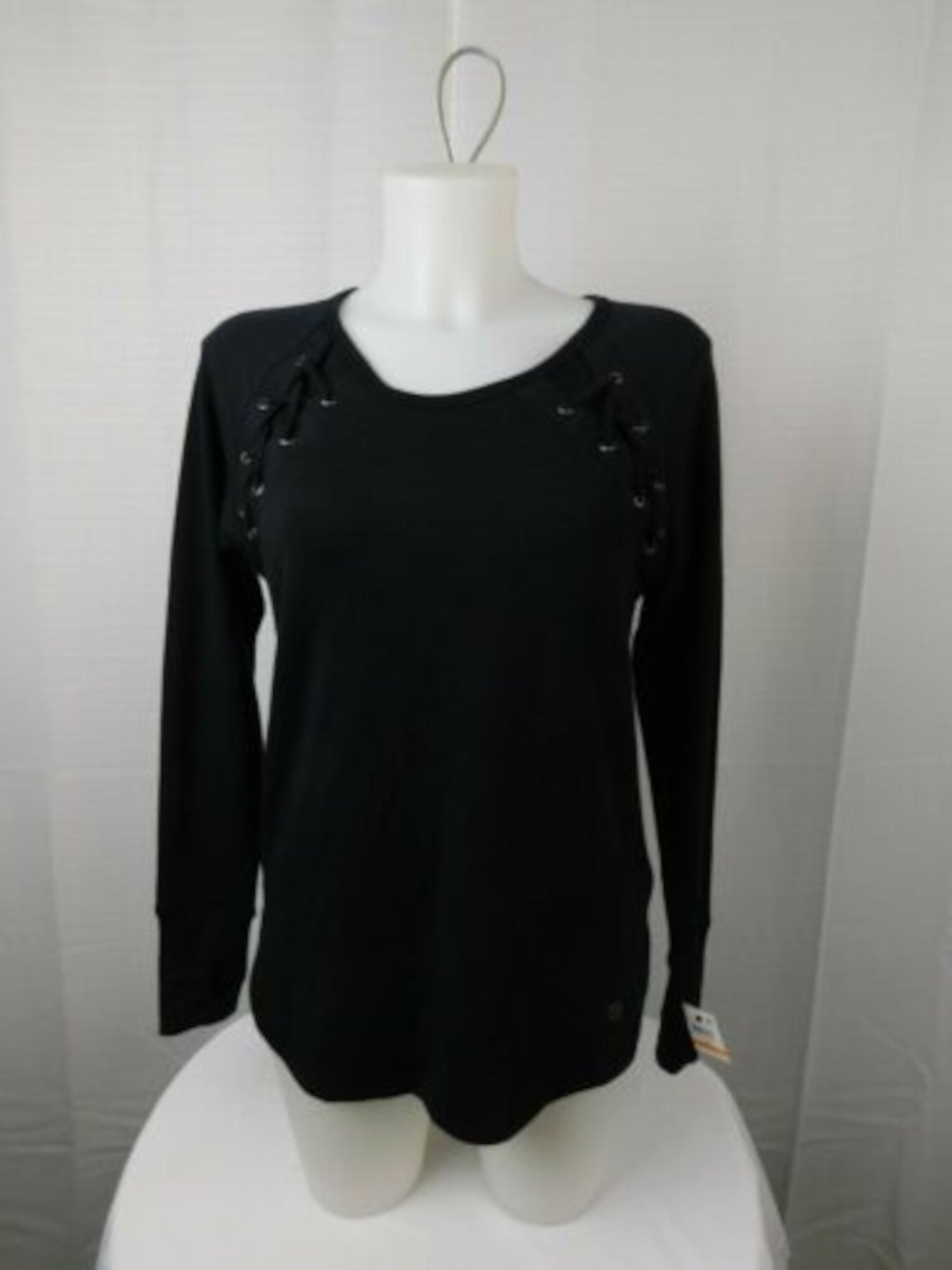 IDEOLOGY Womens Black Stretch Long Sleeve Scoop Neck Top XXL