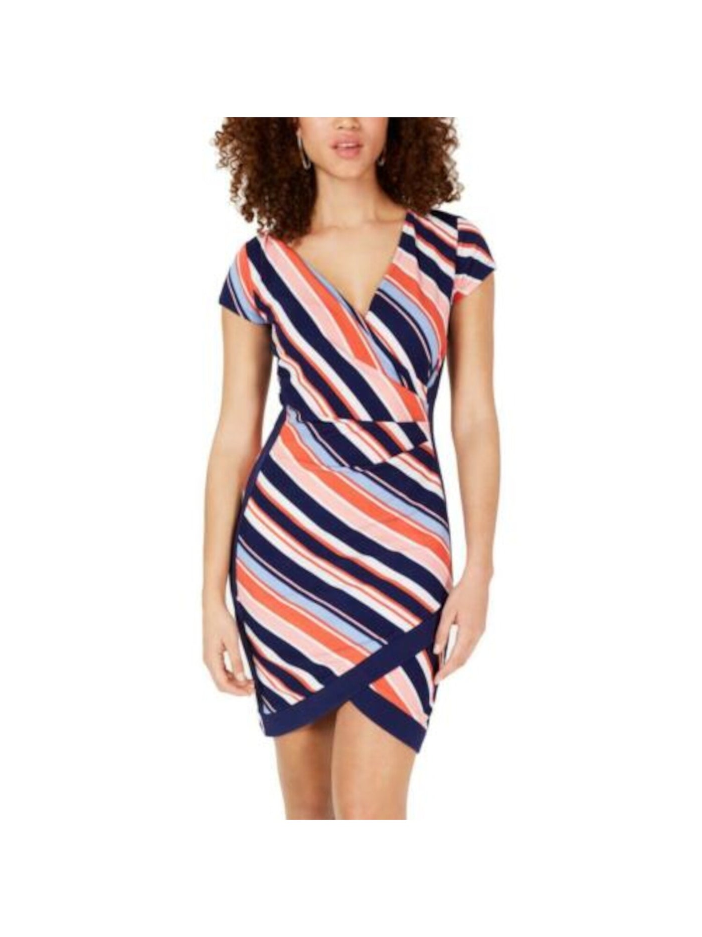 CRAVE FAME Womens Navy Striped Sleeveless Short Body Con Dress Size: XS
