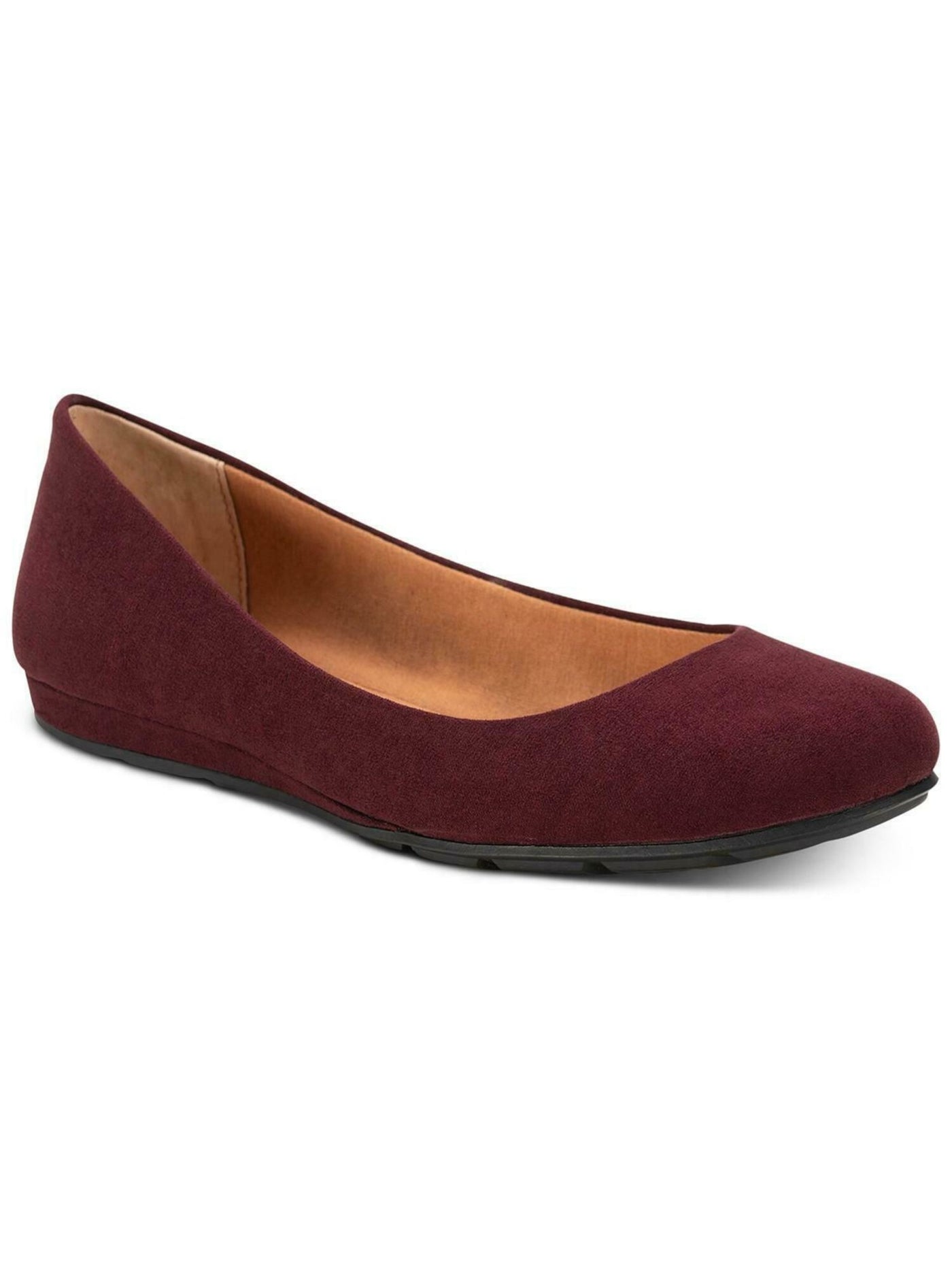 SUN STONE Womens Burgundy Breathable Slip Resistant Eliana Round Toe Slip On Ballet Flats 9.5 M