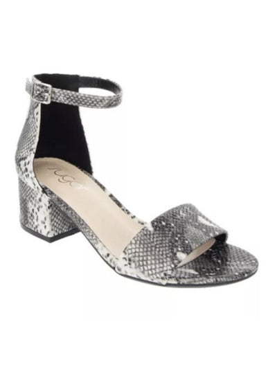 SUGAR Womens Beige Snake Ankle Strap Cushioned Noelle Round Toe Block Heel Buckle Dress Sandals 8.5 M