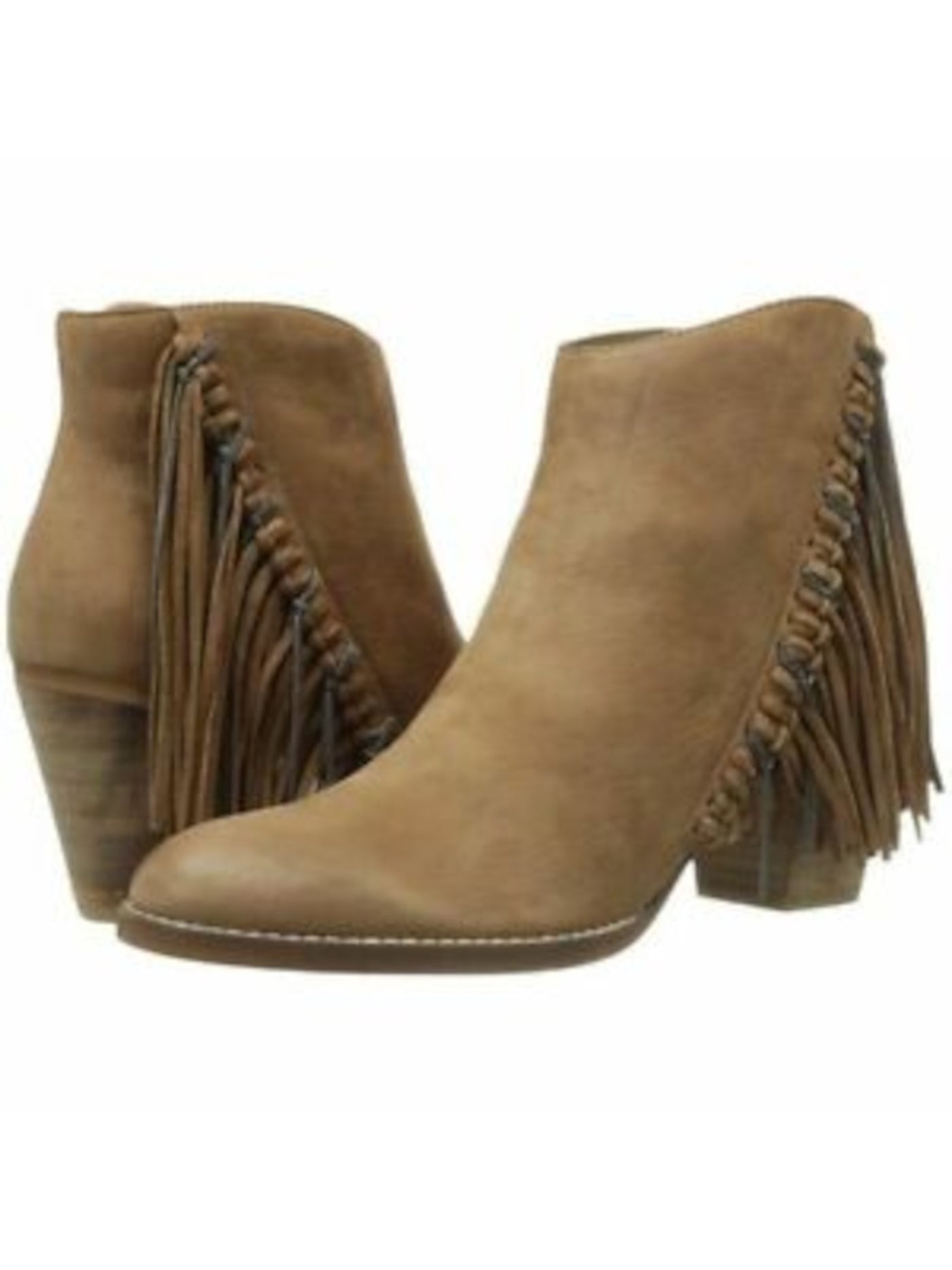 DOLCE VITA Womens Brown Chain Fringed Padded Juneau Round Toe Block Heel Zip-Up Leather Booties 9.5