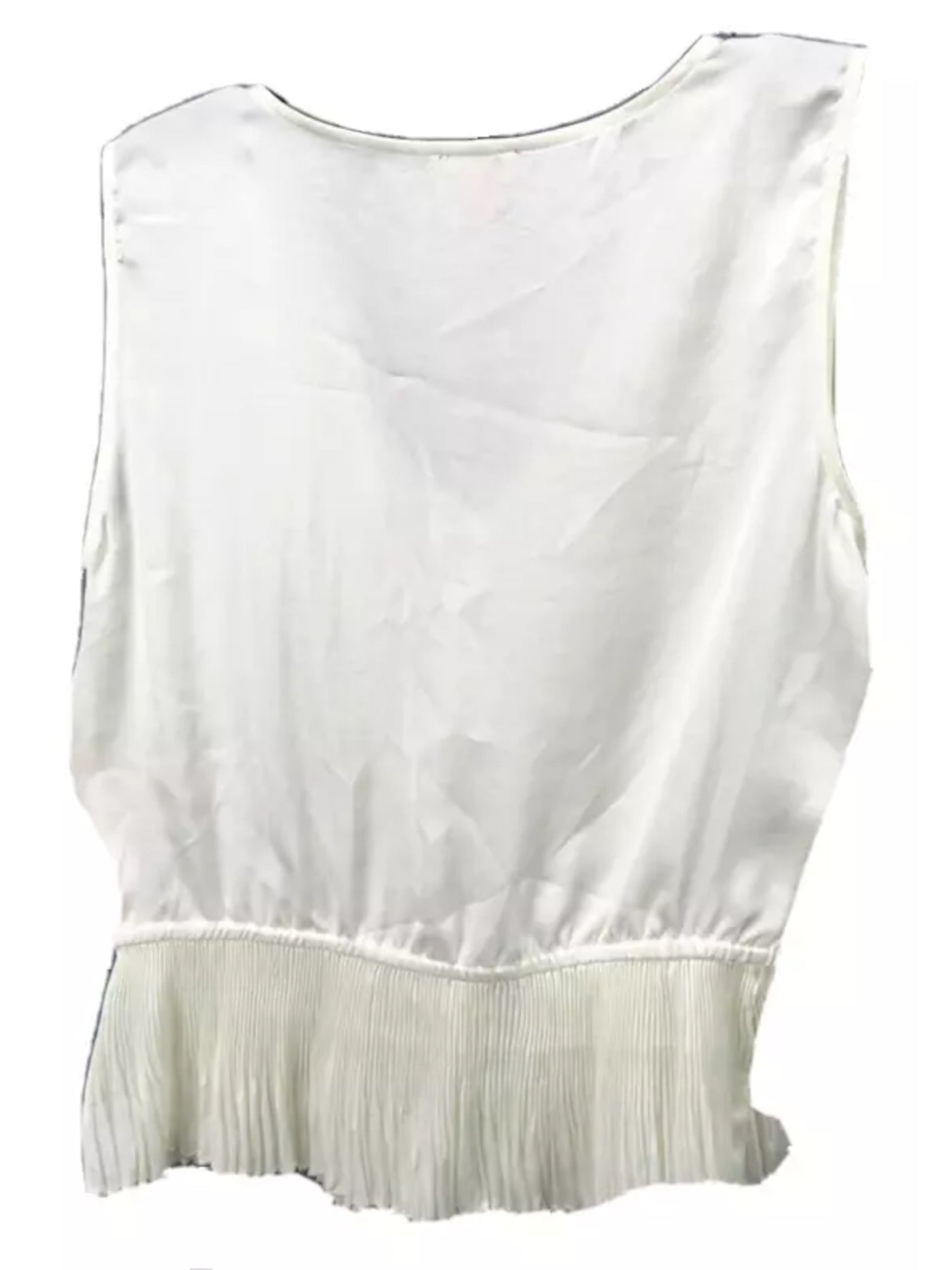 VINCE CAMUTO Womens Ivory Pleated Sheer Unlined Sleeveless V Neck Wear To Work Peplum Top XS