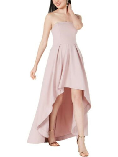 SPEECHLESS Womens Pink Pocketed Sleeveless Strapless Maxi Evening Hi-Lo Dress 5