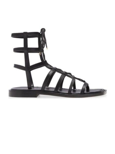 STUART WEITZMAN Womens Black Padded Strappy Kora Square Toe Block Heel Lace-Up Leather Gladiator Sandals Shoes 5.5 B