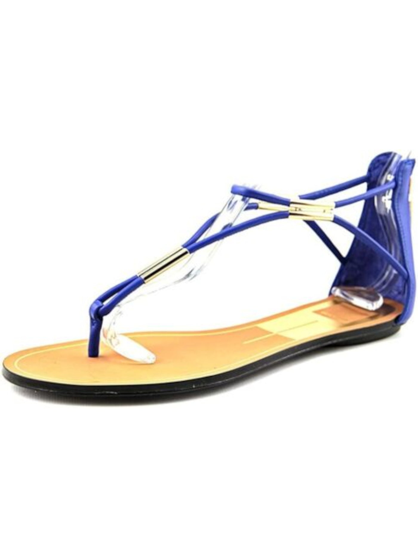 DOLCE VITA Womens Blue Metallic Marnie Round Toe Zip-Up Thong Sandals Shoes 7 M