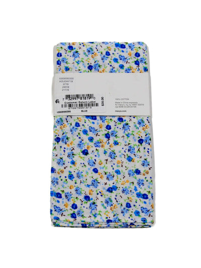 BAR III Mens Blue Floral Cotton Pocket Square