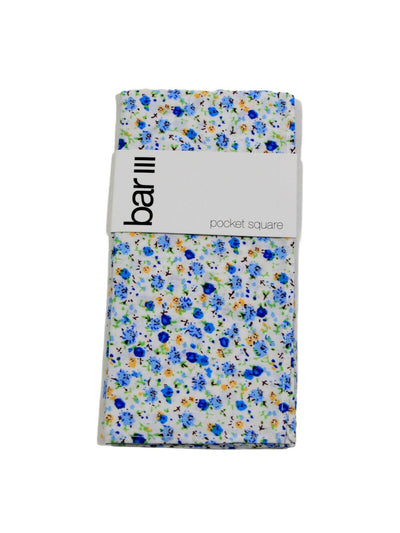 BAR III Mens Blue Floral Cotton Pocket Square