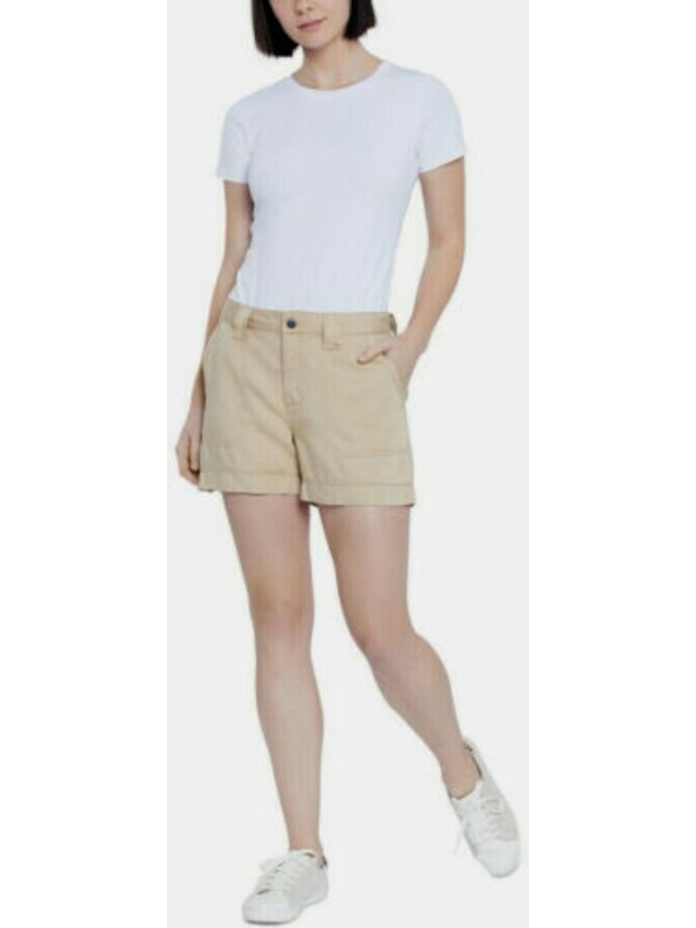 SEVEN7 Womens Beige Stretch Zippered Pocketed Utility Shorts 6