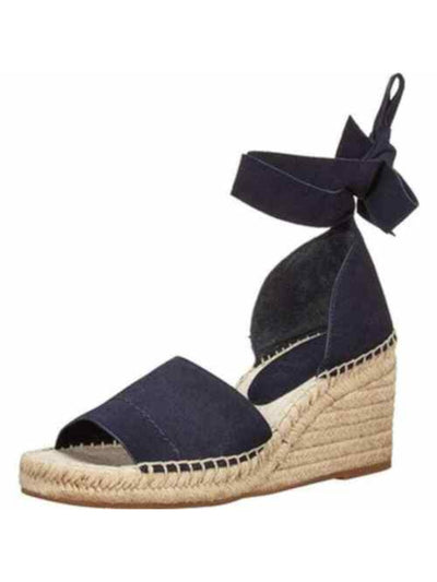 SPLENDID Womens Navy Beef Rolled Padded Ankle Strap Malissa Round Toe Wedge Lace-Up Leather Dress Espadrille Shoes 5.5