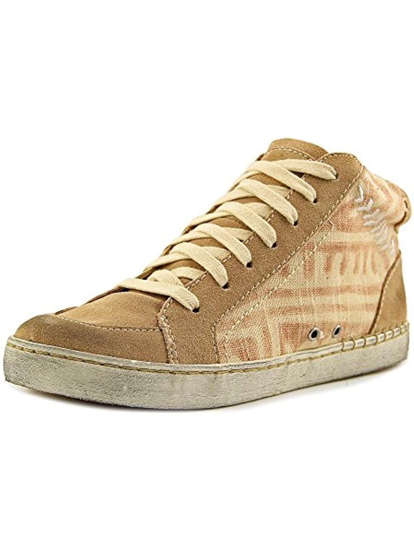 DOLCE VITA Womens Sand Beige Mixed Media Zane Round Toe Lace-Up Leather Sneakers Shoes 7.5