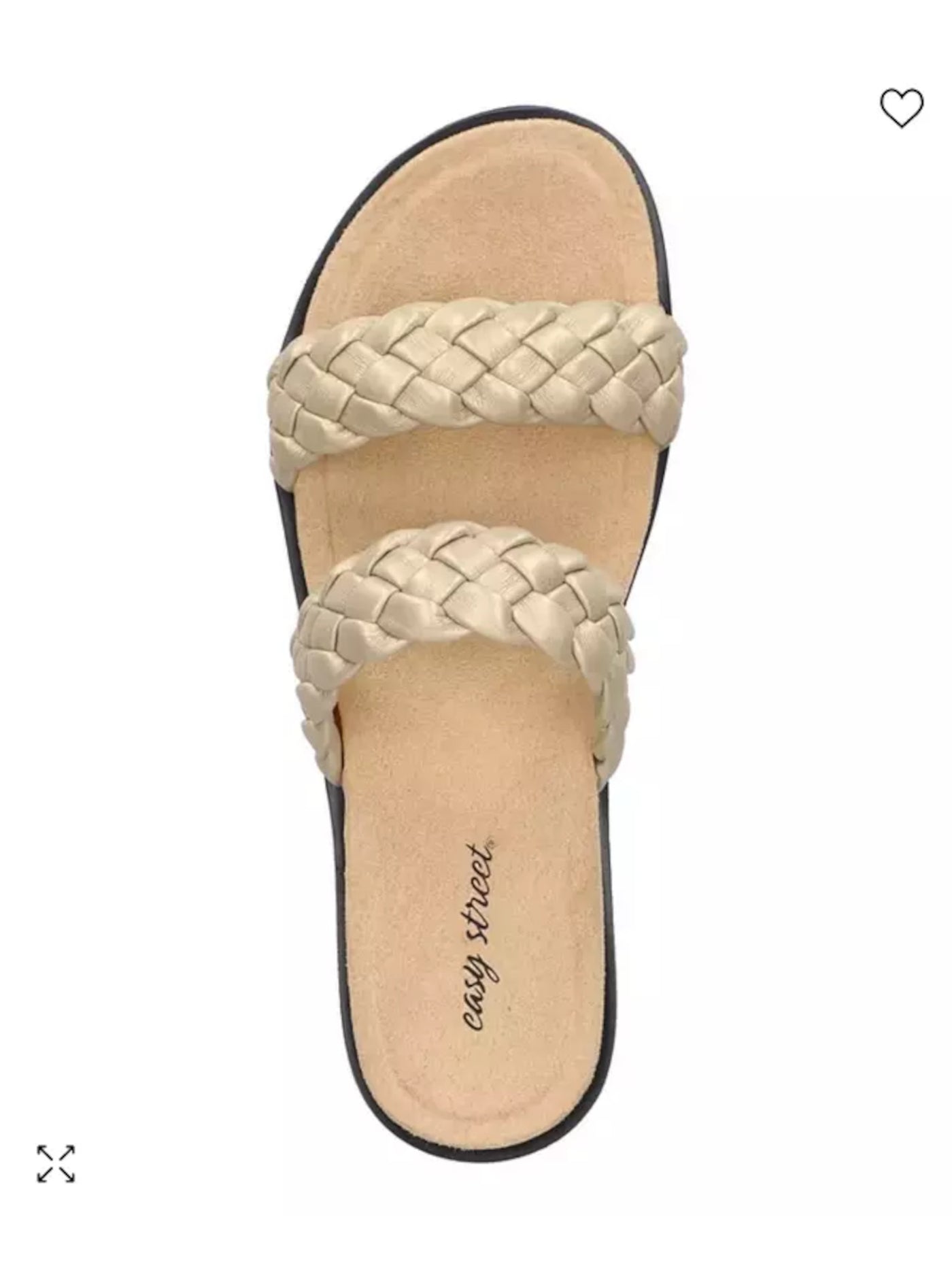 EASY STREET Womens Gold Flexible Woven Padded Lightweight Metallic Susi Round Toe Slip On Slide Sandals Shoes 8.5 W