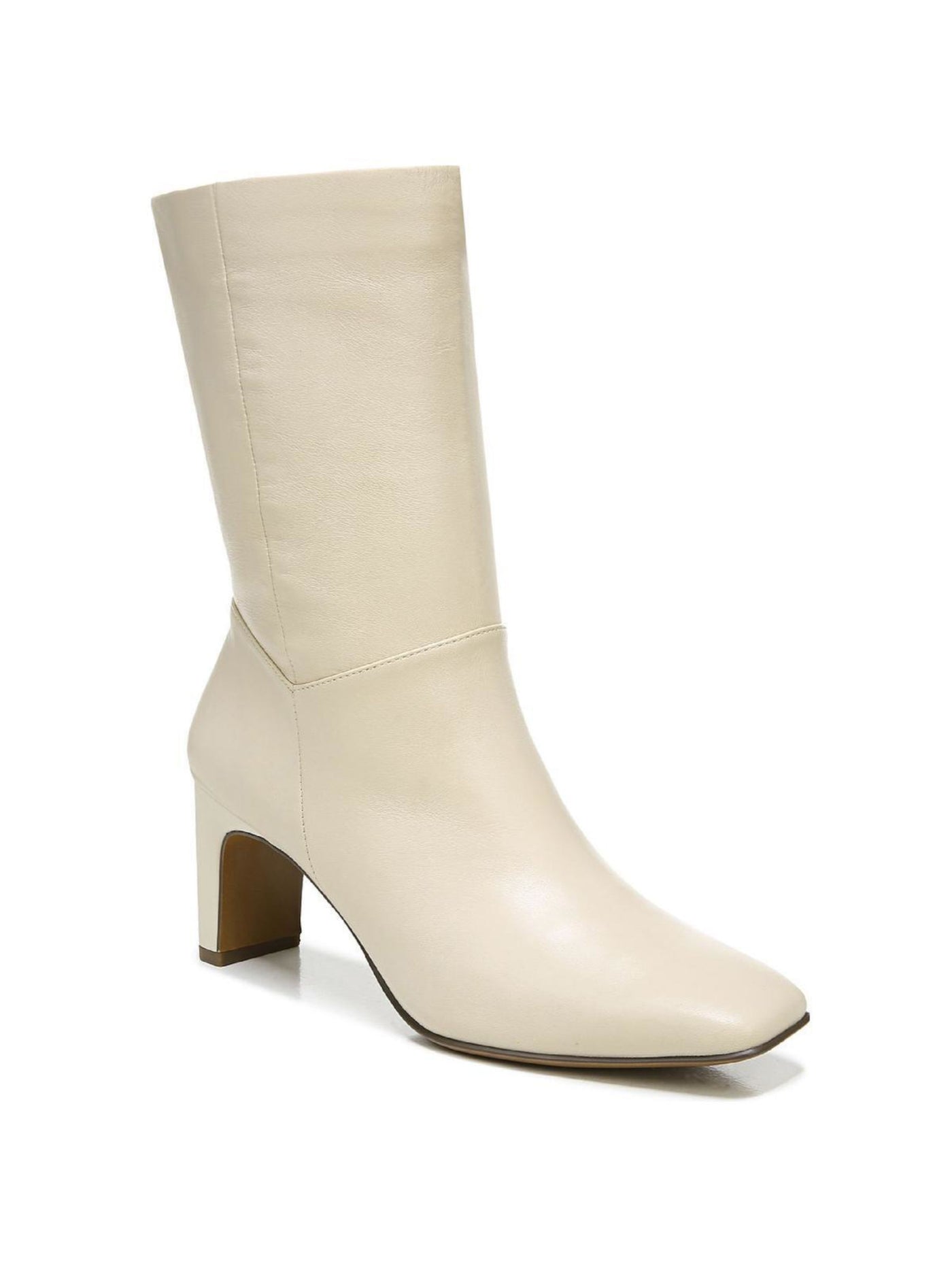 NATURALIZER Womens Ivory Comfort Platt Square Toe Block Heel Zip-Up Leather Heeled Boots 9.5 M