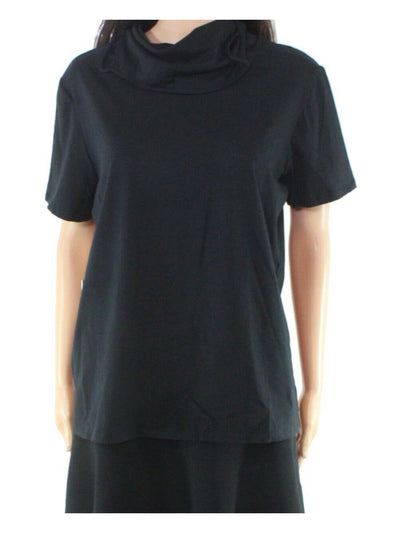 BAM BY BETSY & ADAM Womens Black Stretch Short Sleeve Top L