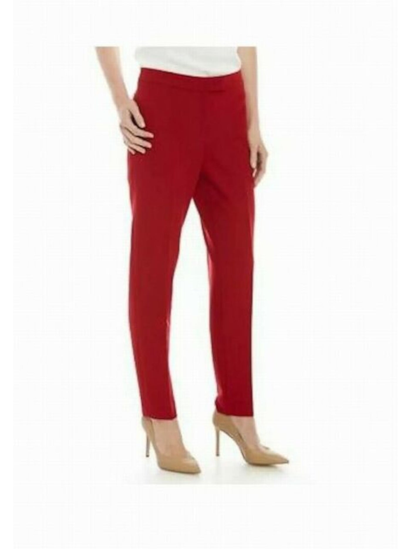 ANNE KLEIN Womens Red Zippered Wear To Work Pants 16