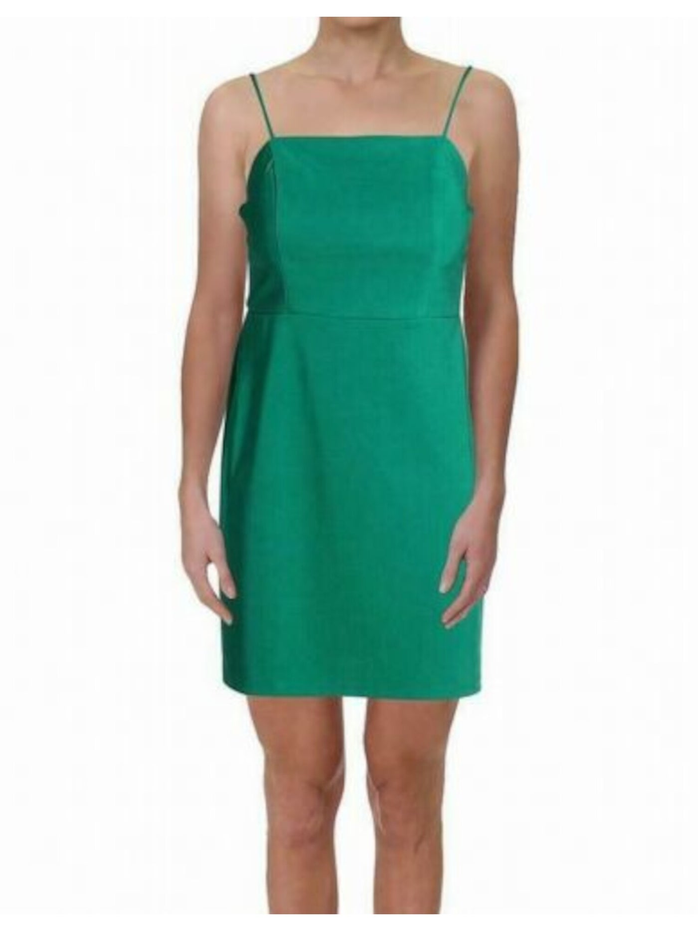 CRYSTAL DOLLS Womens Green Spaghetti Strap Square Neck Mini Cocktail Body Con Dress 11
