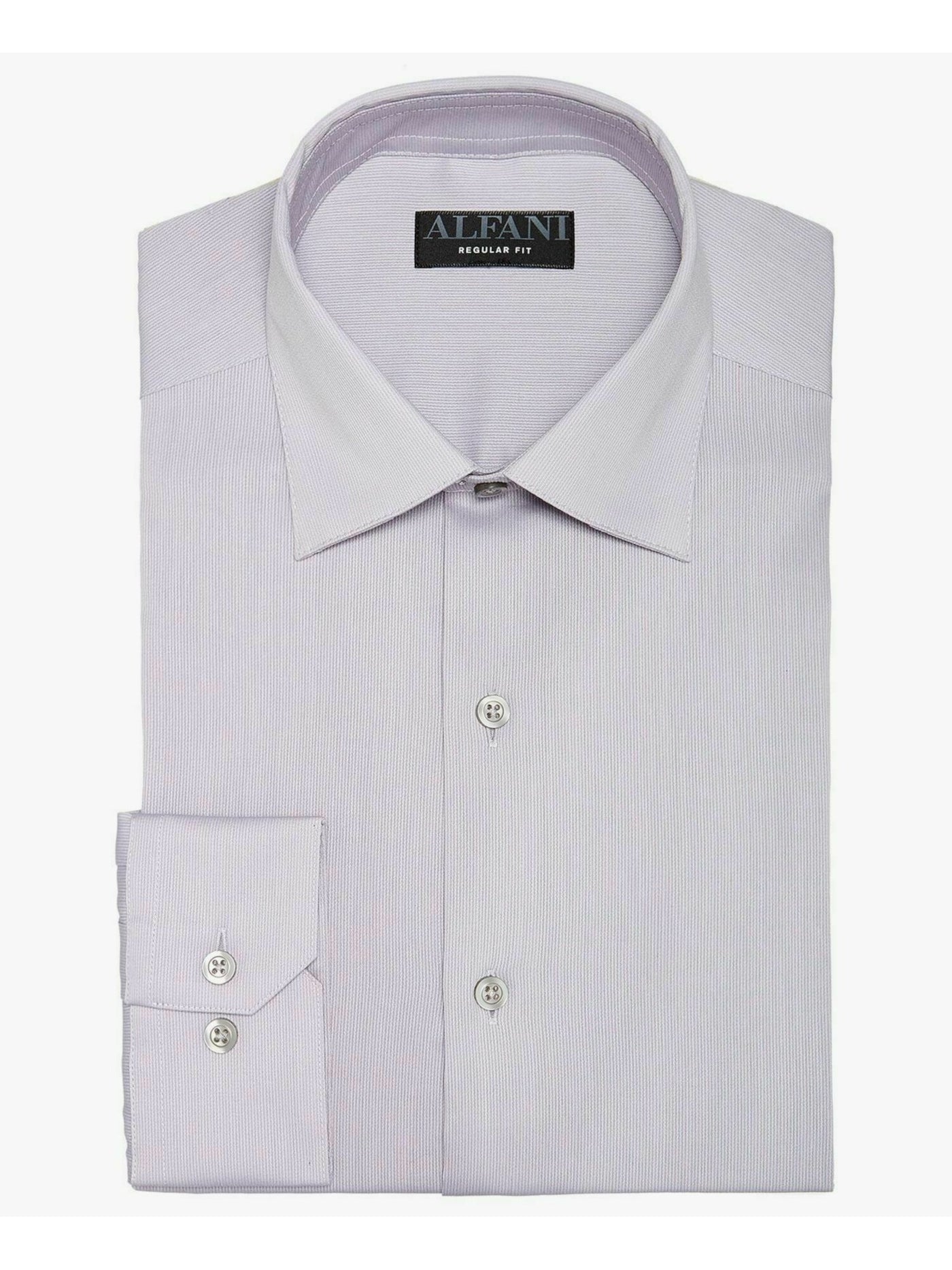 ALFANI Mens Gray Spread Collar Classic Fit Cotton Blend Dress Shirt M 15/15.5- 34/35