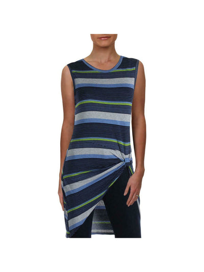 RACHEL ROY Womens Blue Striped Sleeveless Crew Neck Hi-Lo Top XL