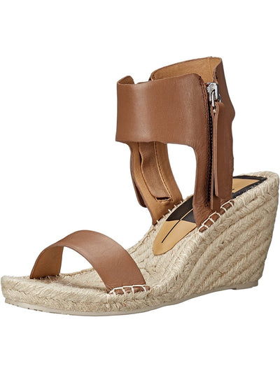 DOLCE VITA Womens Caramel Brown Padded Gisele Round Toe Wedge Leather Espadrille Shoes 8.5