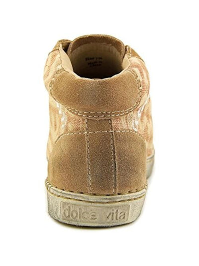 DOLCE VITA Womens Sand Beige Mixed Media Zane Round Toe Lace-Up Leather Sneakers Shoes 6