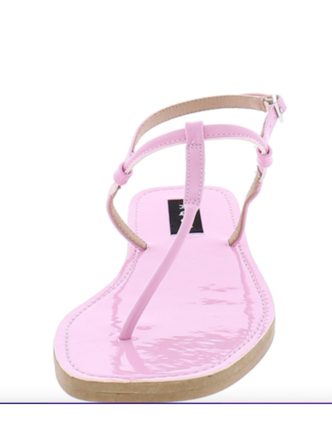 AQUA Womens Pink T-Strap Zen Round Toe Buckle Thong Sandals Shoes 7.5 M