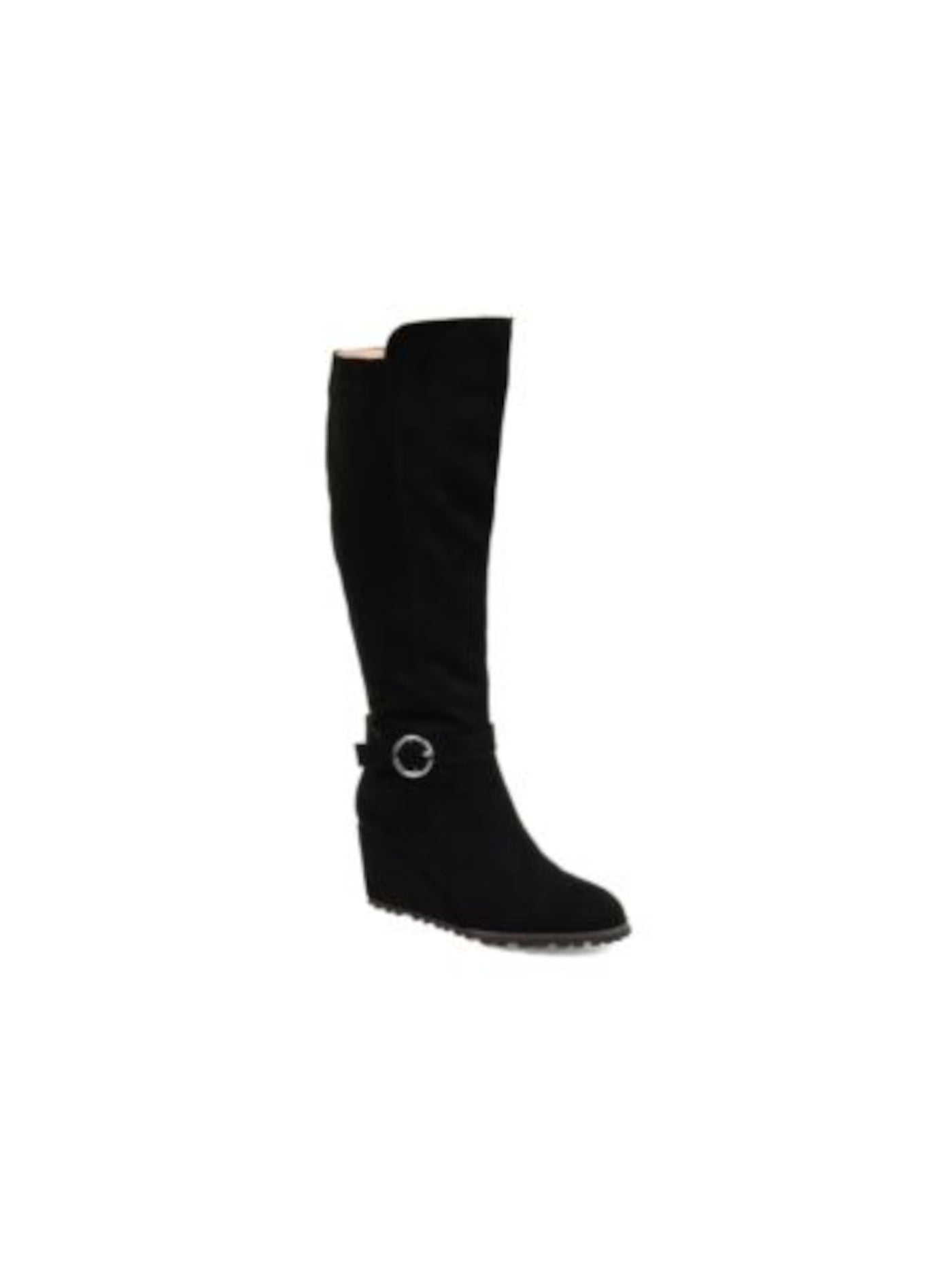 JOURNEE COLLECTION Womens Black Goring Buckle Accent Cushioned Veronica Round Toe Wedge Zip-Up Heeled Boots 10 WC