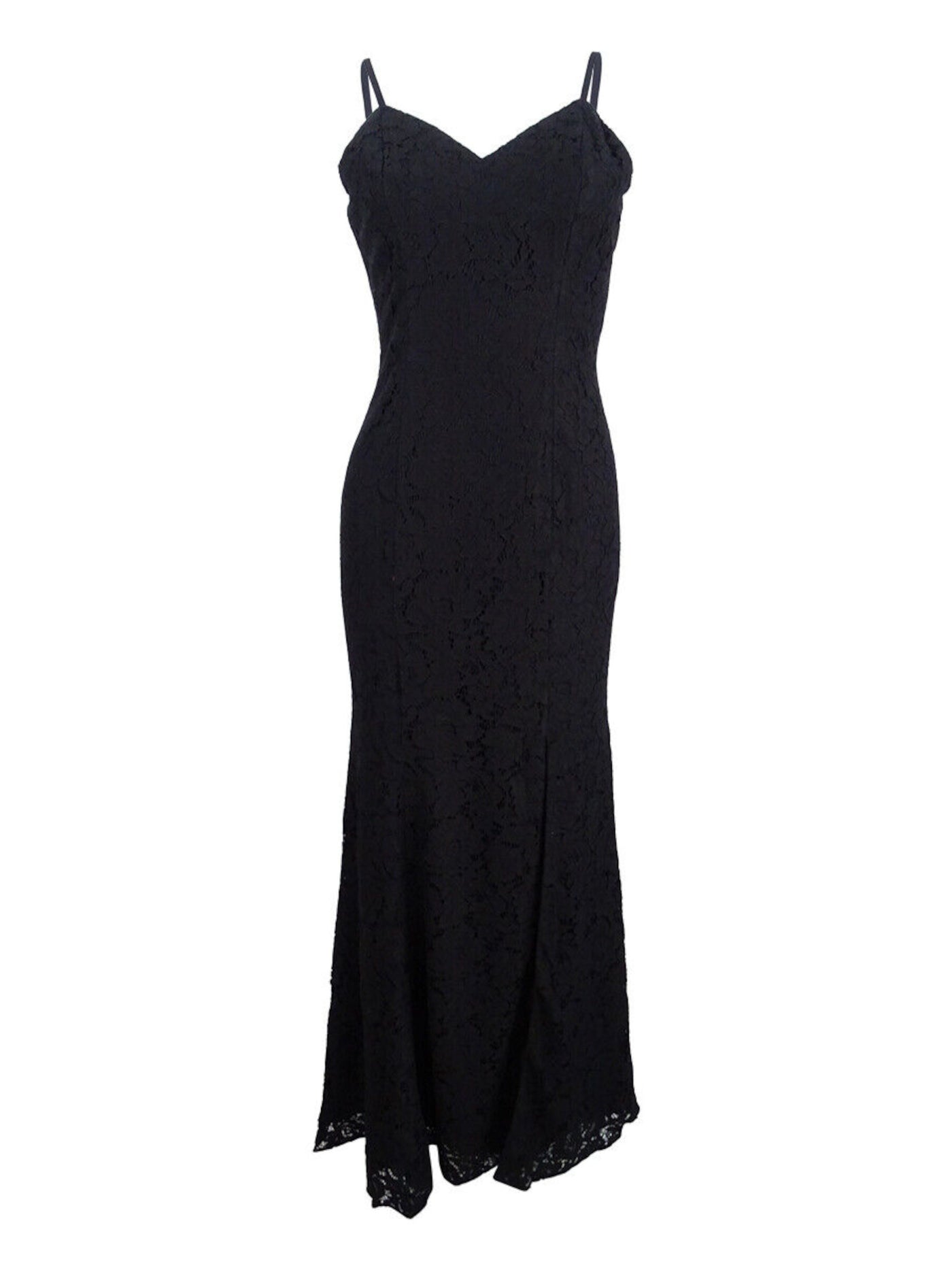 FAME AND PARTNERS Womens Black Lace Spaghetti Strap V Neck Maxi Evening Dress 12