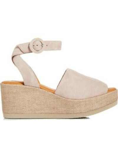 ANDRE ASSOUS Womens Ivory Cushioned Adjustable Strap Klarita Round Toe Wedge Buckle Leather Espadrille Shoes 39