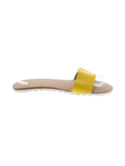 SPLENDID Womens Yellow Treaded Paige Round Toe Slip On Leather Slide Sandals Shoes 5 M