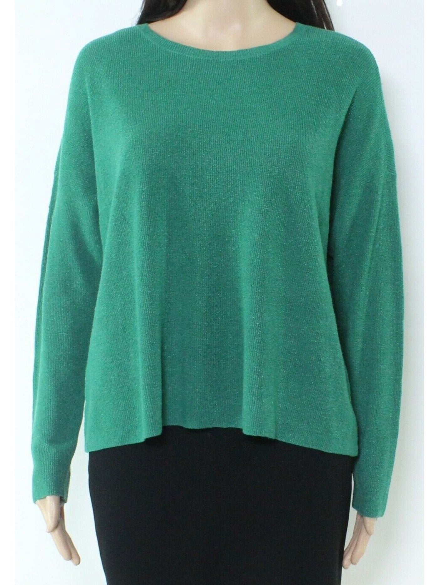 EILEEN FISHER Womens Green Long Sleeve Crew Neck Sweater L