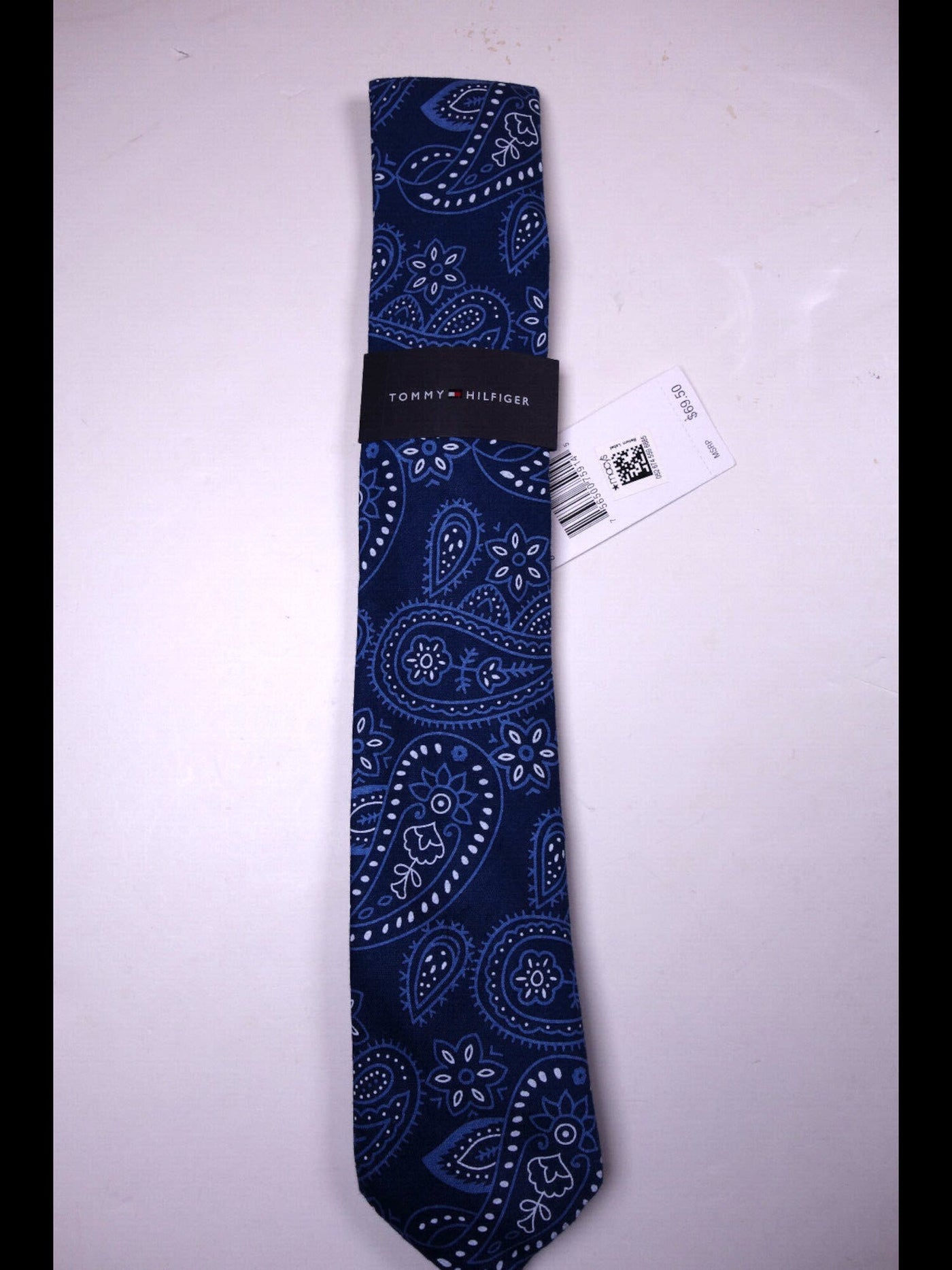 TOMMY HILFIGER Mens Blue Paisley Slim Neck Tie