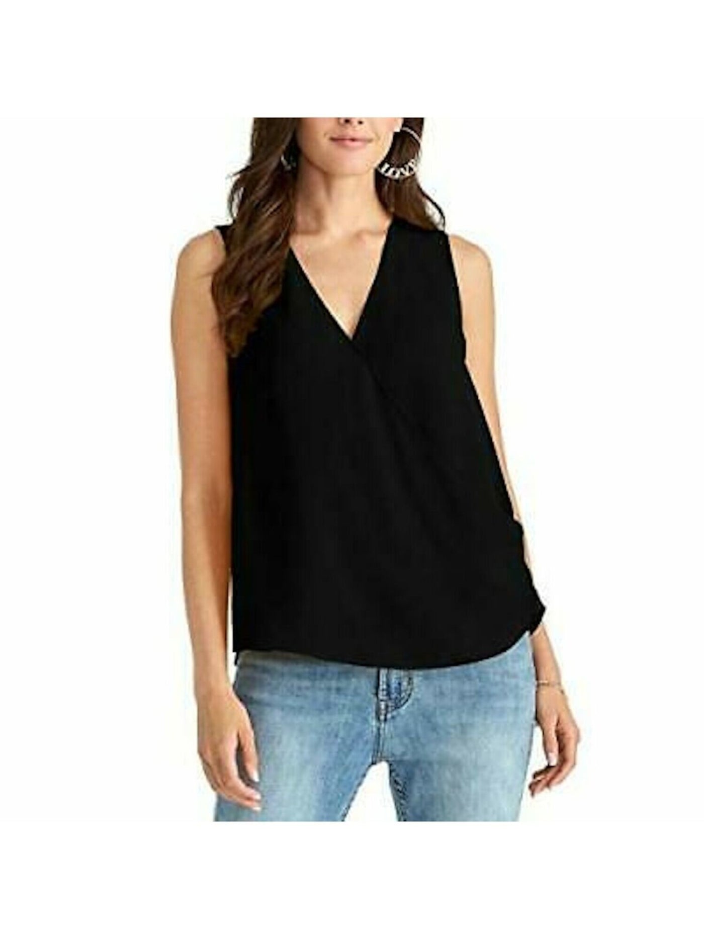 RACHEL ROY Womens Black Sleeveless V Neck Tank Top S