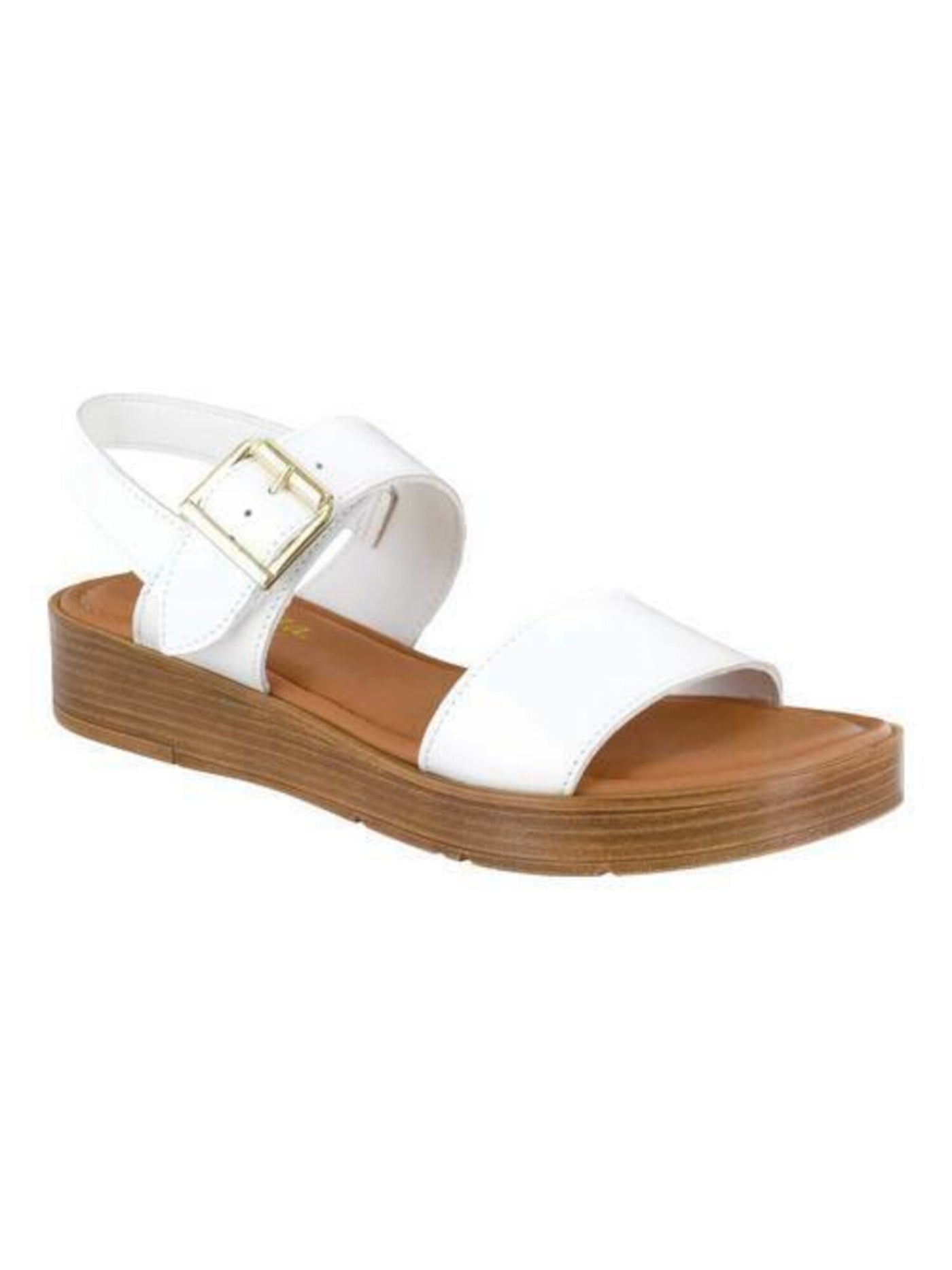 BELLA VITA Womens White 0.5" Platform Adjustable Padded Comfort Tay-italy Round Toe Wedge Buckle Leather Slingback Sandal 8.5 M