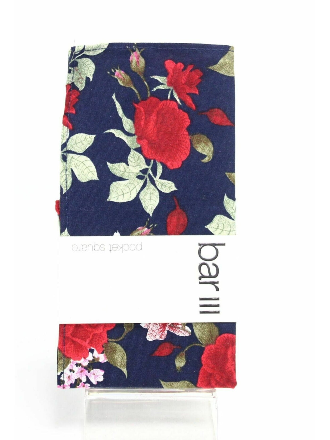 BAR III Mens Navy Floral Cotton Pocket Square