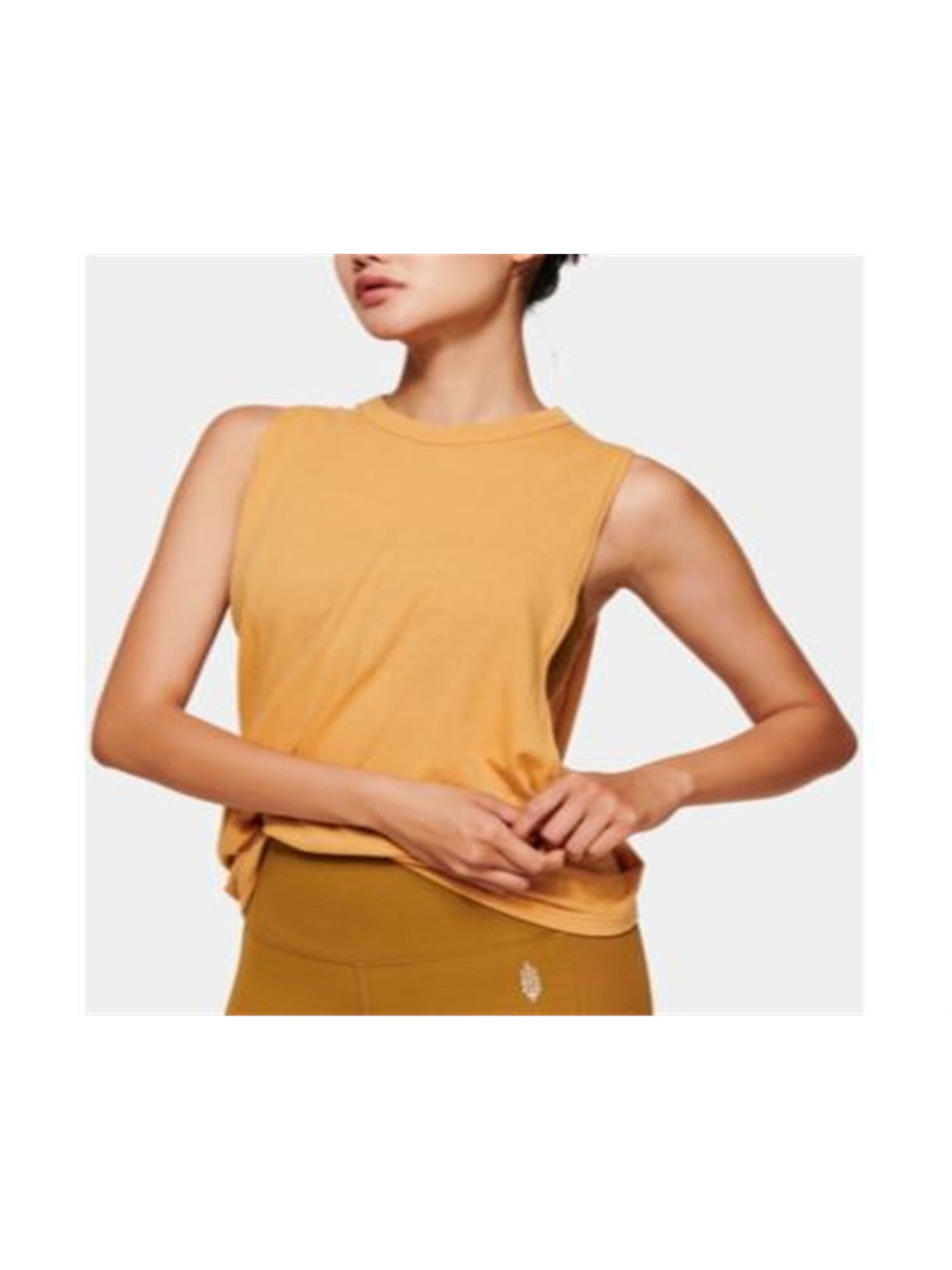 FP MOVEMENT Womens Gold Open Back Tank Sleeveless Crew Neck Wrap Top S