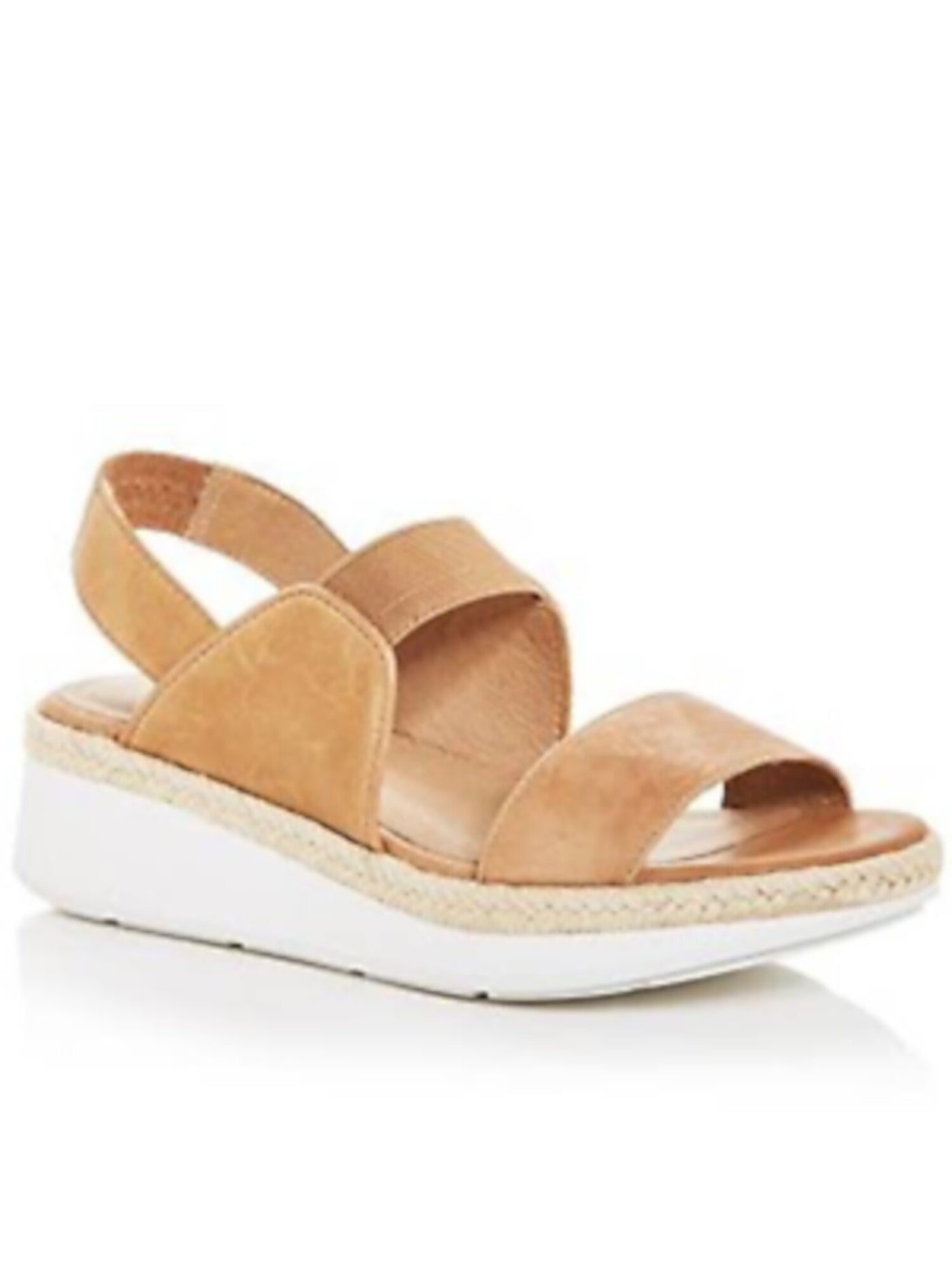 EILEEN FISHER Womens Honey Beige Mixed Media 1" Platform Jute Wrapped Elasticized Ankle Strap Cushioned Dash Round Toe Wedge Slip On Leather Slingback Sandal 6