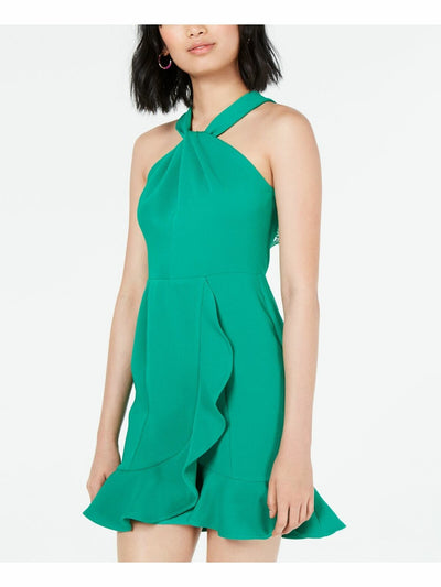 19 COOPER Womens Green Sleeveless Halter Mini Tulip Party Dress Size: S