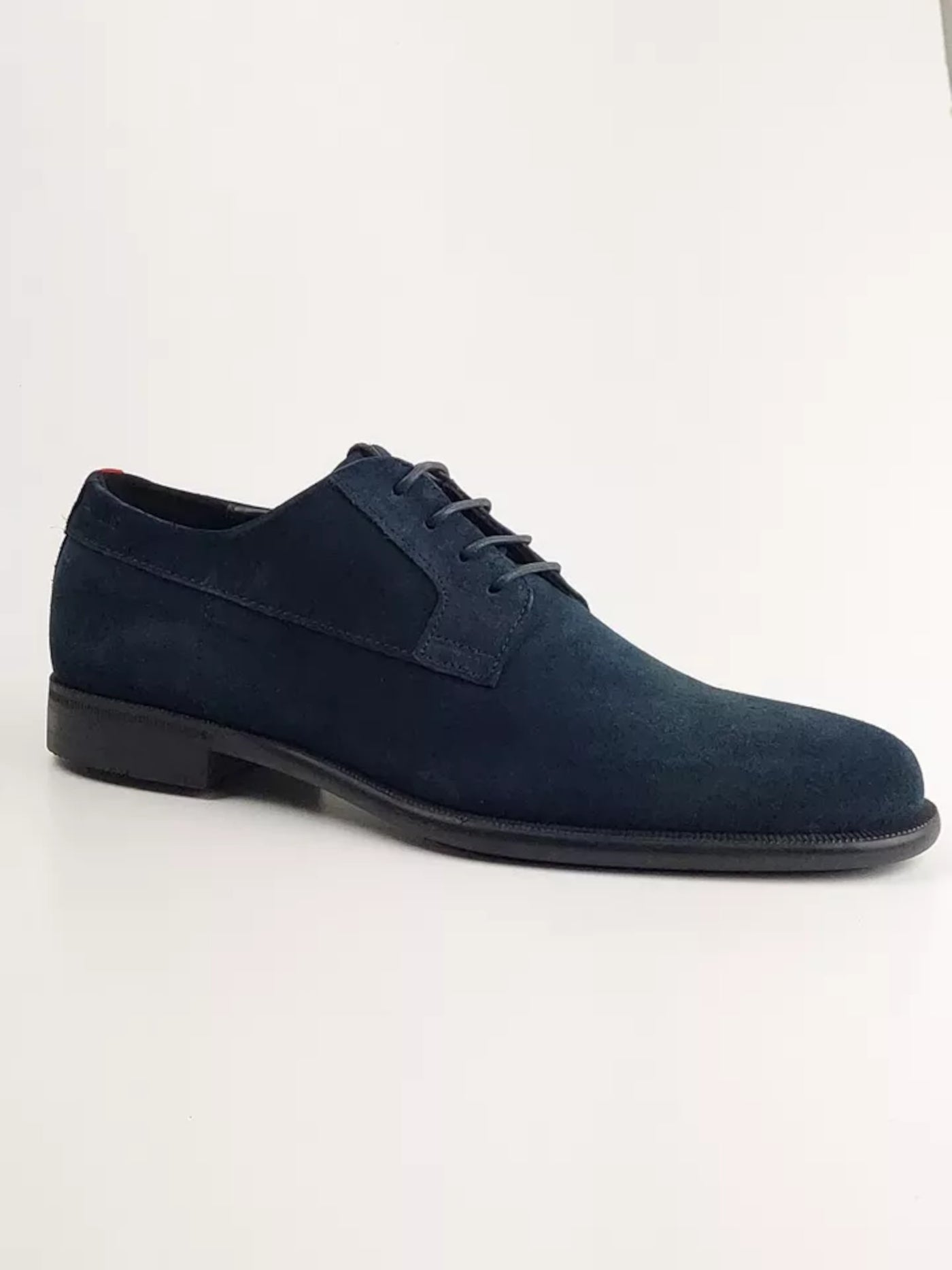 HUGO BOSS Mens Navy Derby Padded Kyron Round Toe Block Heel Lace-Up Leather Oxford Shoes 9.5